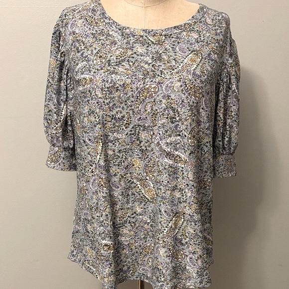 Kim & Cami  Green Paisley Blouse- Small - Picture 1 of 5